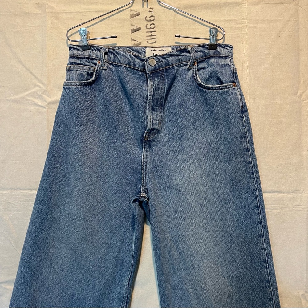 Reformation Light Wash Loose Fit High Rise Wide Leg Jeans